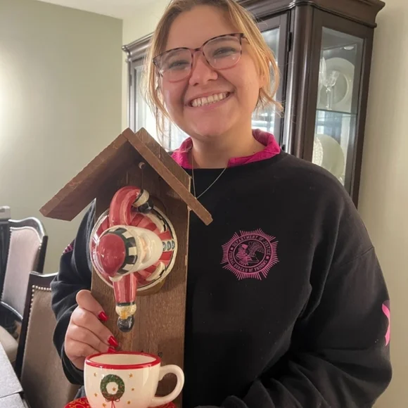 Rustic Wooden Handcrafted Bird Feeder Teapot Extending The Olive Branch - Picture 15 of 16